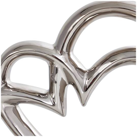 10" Silver Ceramic Heart Abstract Overlapping Sculpture